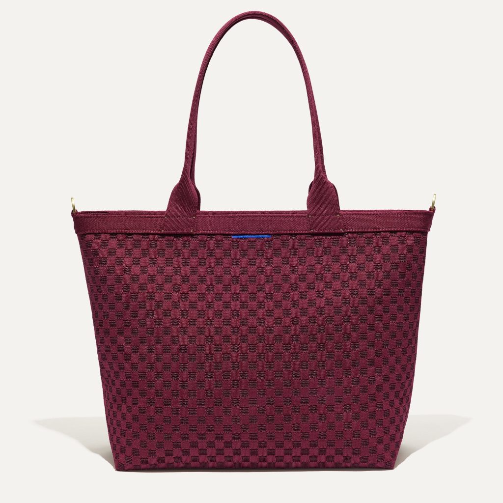 The Lightweight Zip Tote - Cabernet Check